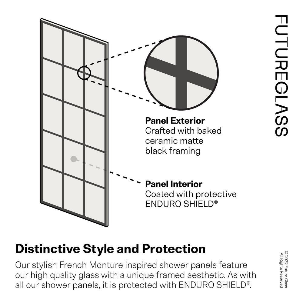 Esprit Matte Black 48" x 78" Sliding Shower Door with Brass Hardware