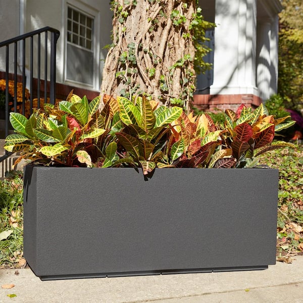 PolyStone Planters Milan Tall 46 in. x 17 in. Gray Granite