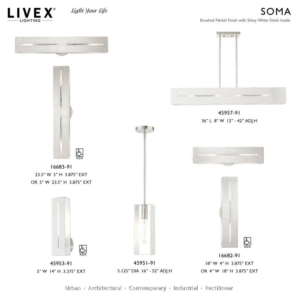 Soma Brushed Nickel 18" Dimmable 2-Light Outdoor Vanity Sconce