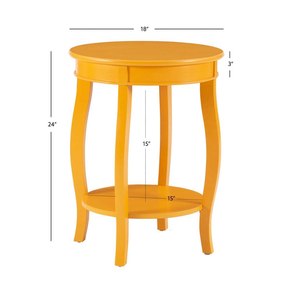 Justine 18 in. Hazelnut Round Wood Side End Table with Shelf - thumbnail 6