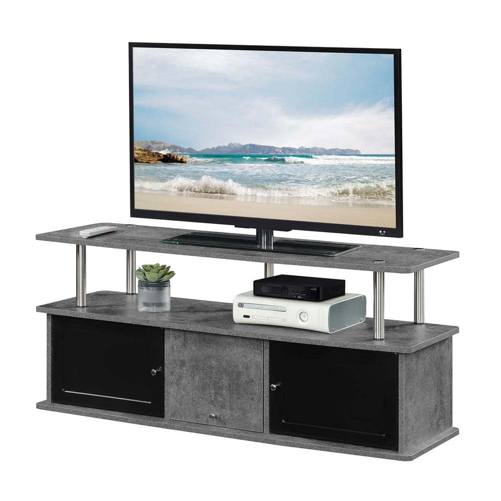 Modern Cement Gray TV Stand with Storage Cabinets 48"