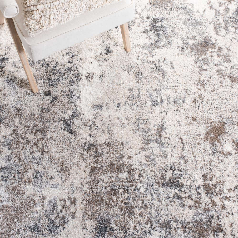 Abstract Textured Gray Synthetic 8' x 10' Area Rug