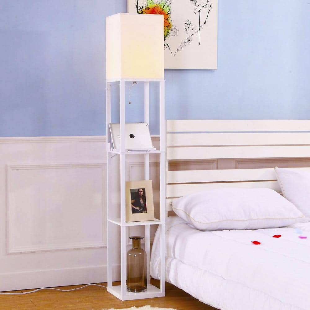 Orchid White Adjustable 3-Shelf Floor Lamp with USB Port