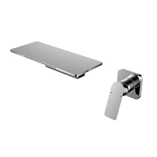 Satico Contemporary Single-Handle Rectangular Waterfall Wall Mounted Bathroom Faucet in Chrome