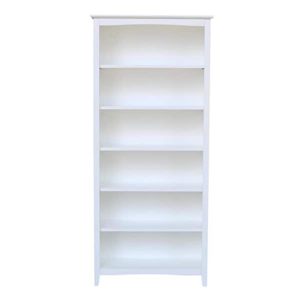 International Concepts 72 in. White Wood 6-shelf Standard Bookcase with Adjustable Shelves