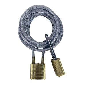 8 ft. Secure Cooler Cable Lock with 2 Heavy Duty Brass Padlocks Keyed Alike 2-1/4 in. Shackle Outdoor Weatherproof