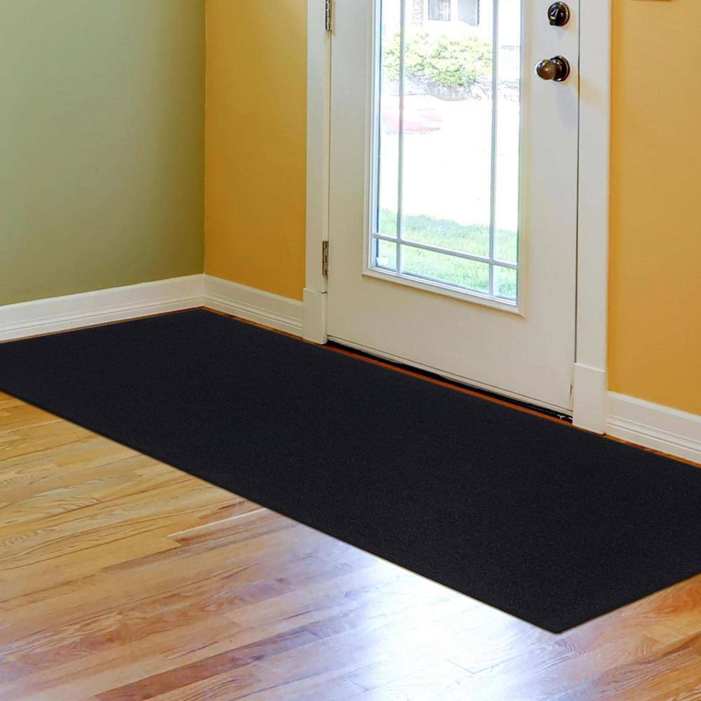 Black Synthetic Non-Slip Rectangle Area Rug