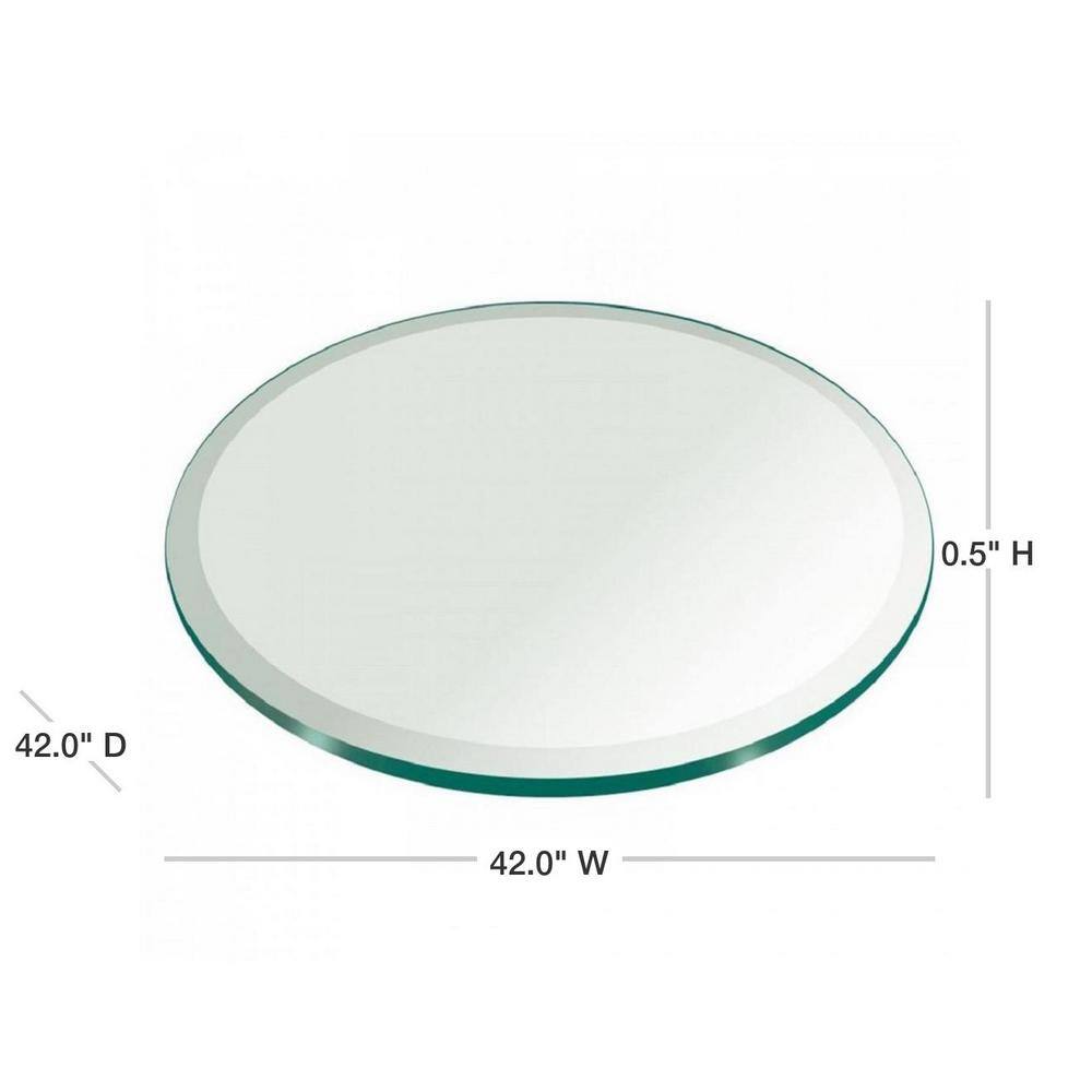 Elegant 42" Round Clear Glass Table Top with Beveled Edge