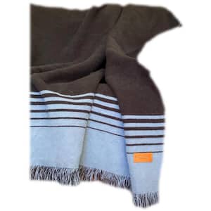 Charlie Black and Gray Striped Acrylic Throw Blanket