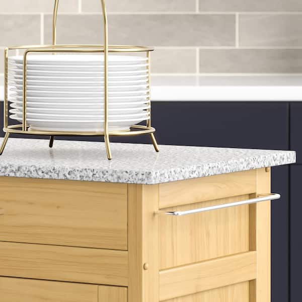 Homestyles Cuisine Kitchen Cart, Off White, Granite Top