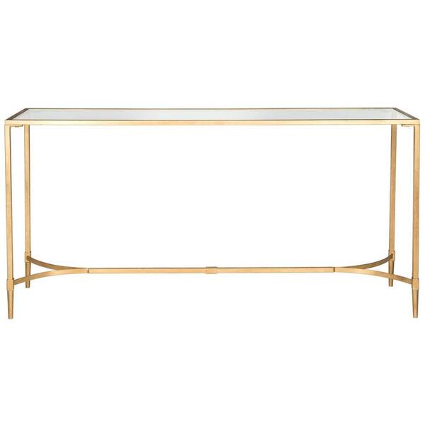SAFAVIEH Antwan 63 in. Gold/Glass Console Table