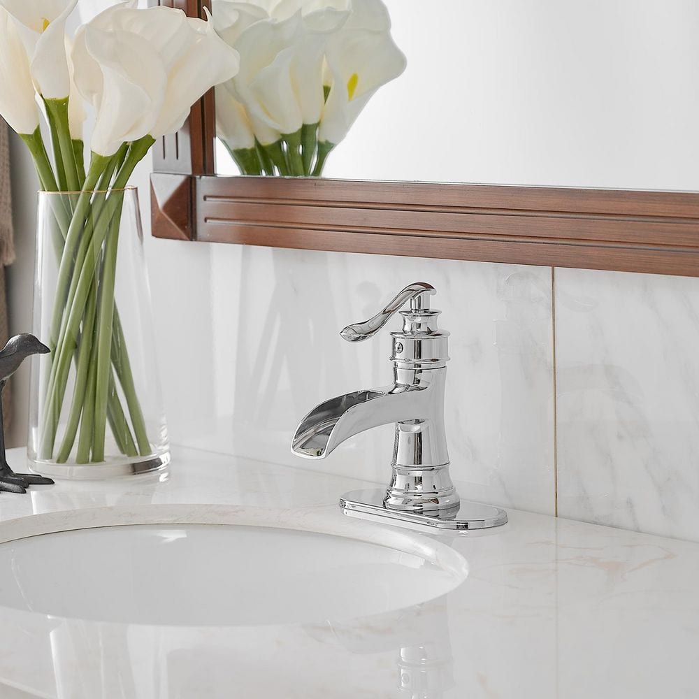 Polished Chrome Single-Handle Waterfall Bathroom Faucet
