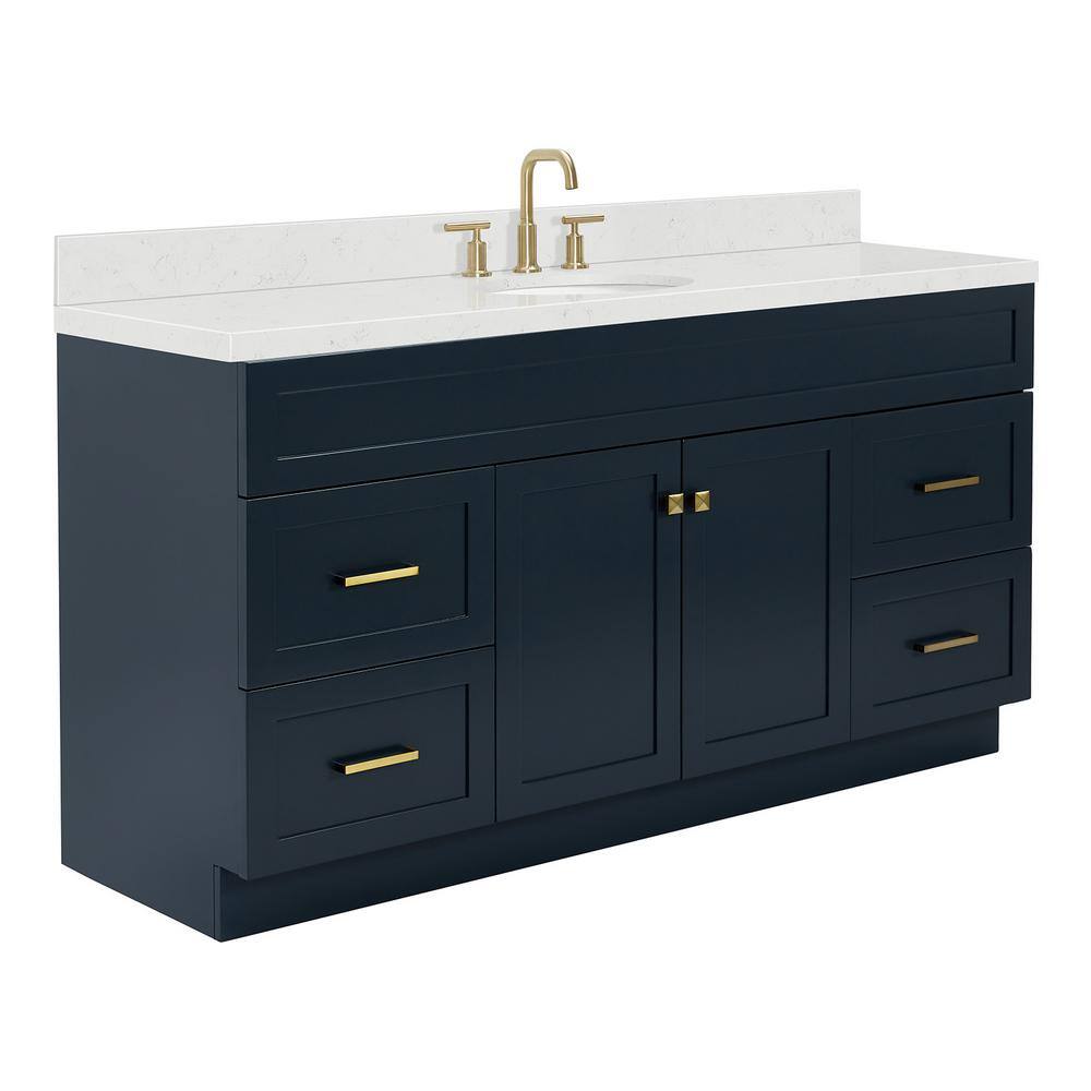 Midnight Blue 66" Freestanding Single Basin Vanity with Quartz Top