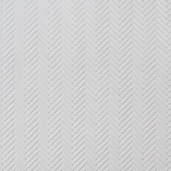 Motif Herringbone White Matte 11.14 in. x 11.14 in. Porcelain Mosaic Floor and Wall Tile (0.86 sq. ft./each)