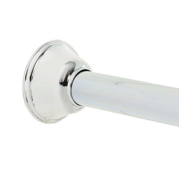 Zenna Home NeverRust Decorative Minial 44 in. - 72 in. Aluminum Adjustable Tension No-Tools Shower Rod in Chrome