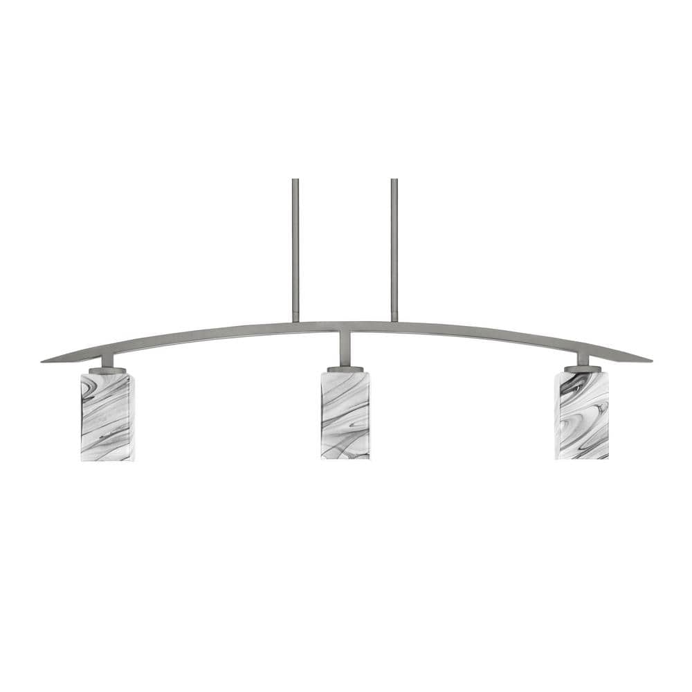Siena 41 in. 3-Light Graphite Chandelier with 3.5 in. Onyx Swirl Glass Shad