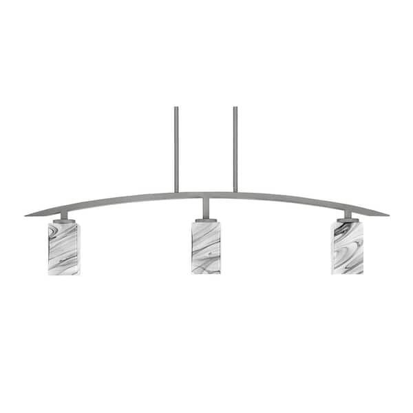 Unbranded Siena 41 in. 3-Light Graphite Chandelier with 3.5 in. Onyx Swirl Glass Shades, no bulbs included