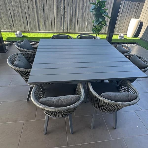 PURPLE LEAF 9-Piece All-Weather Wicker Outdoor Dining Set with