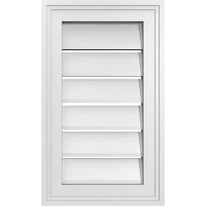 12 in. x 20 in. Vertical Surface Mount PVC Gable Vent: Functional with Brickmould Frame