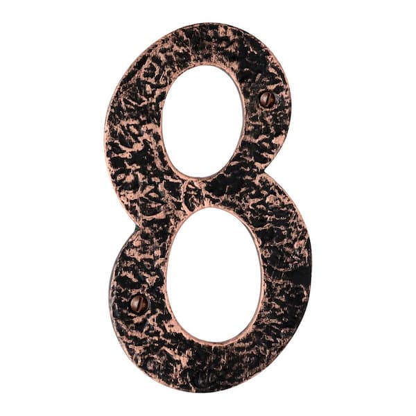 Hammered 6 in. Antique Copper House Number 8
