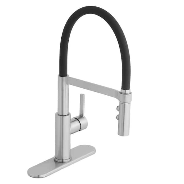 Glacier Bay Statham Single-Handle Pull-Down Sprayer Spring Neck Kitchen Faucet with TurboSpray and FastMount in Stainless Steel