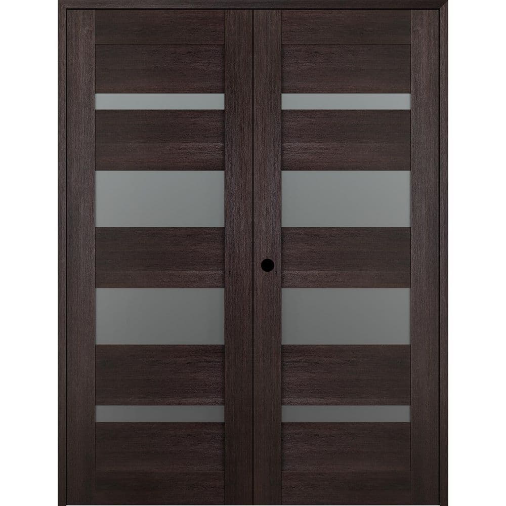64 in. x 80 in. Right Hand Active 4-Lite Frosted Glass Veralinga Oak Wood Composite Double Prehung French Door price history on PriceWatchPro