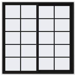 60 in. x 60 in. V-4500 Series Black FiniShield Vinyl Right-Handed Sliding Window with Colonial Grids/Grilles