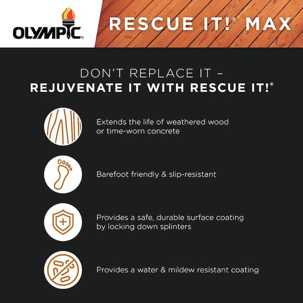 Olympic - Rescue It 5 gal. SC-1026 Deep Charcoal Solid Exterior Deck Resurfacer and Primer with Sealer