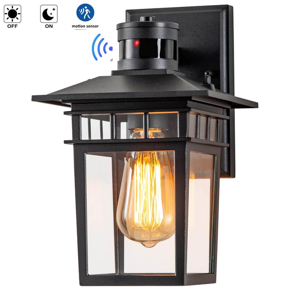 C Cattleya 1-Light Matte Black Motion Sensing Dusk to Dawn Not