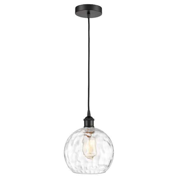 Innovations Athens Water Glass 60-Watt 1-Light Matte Black Standard Mini Pendant Light with Clear Glass Shade, No Bulbs Included