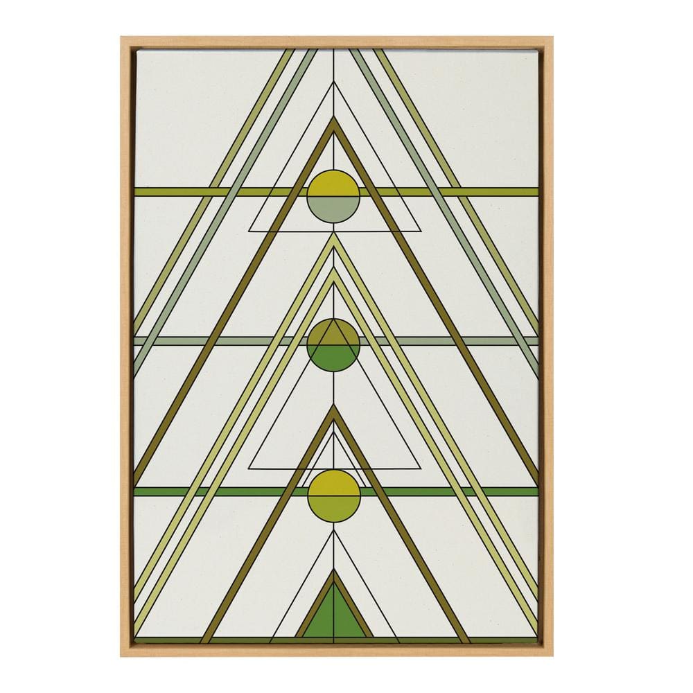Mid Century Modern Geometric Tree Framed Canvas Art