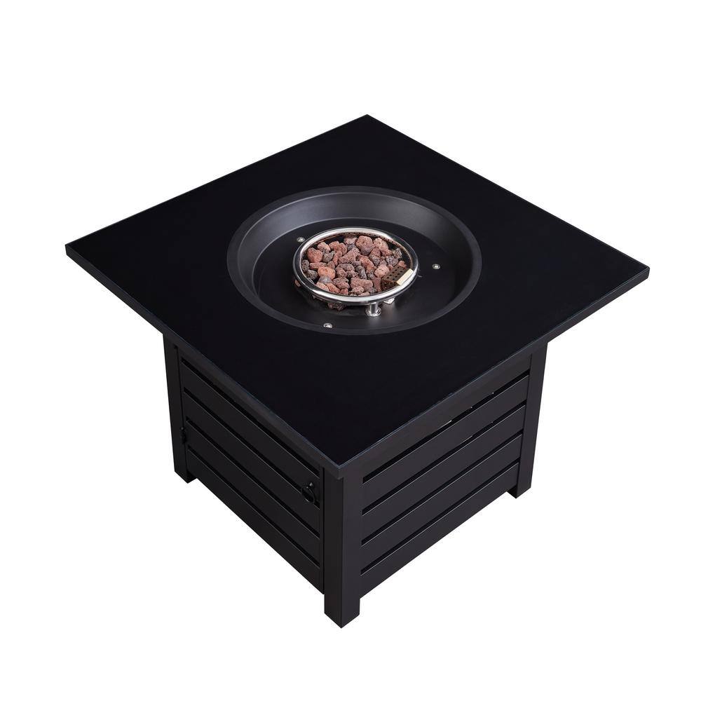Outdoor Heating 32 in. Square Metal Fire Pit Table, 50,000 BTU Auto-Ignitio