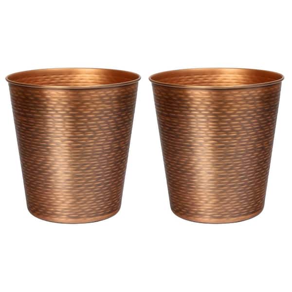 Remi Modern Classic Textured Steel 2 Gal. Waste Bin, Antique Copper (Set of 2)