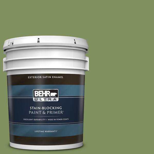BEHR ULTRA 5 gal. #PPU10-03 Green Energy Satin Enamel Exterior Paint & Primer