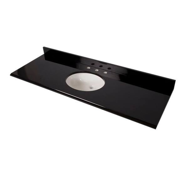 St. Paul 61 in.W x 22 in.D Colorpoint Vanity Top in Black with White Sinks