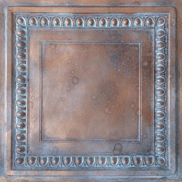 Cambridge Weathered Copper 2 ft. x 2 ft. PVC Glue Up or Lay in Faux Tin Ceiling Tile (300 sq. ft./Case)