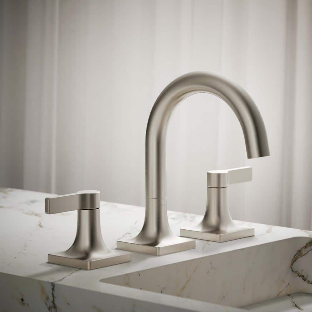 Venza Brushed Nickel Widespread Bathroom Sink Faucet with Lever Handles