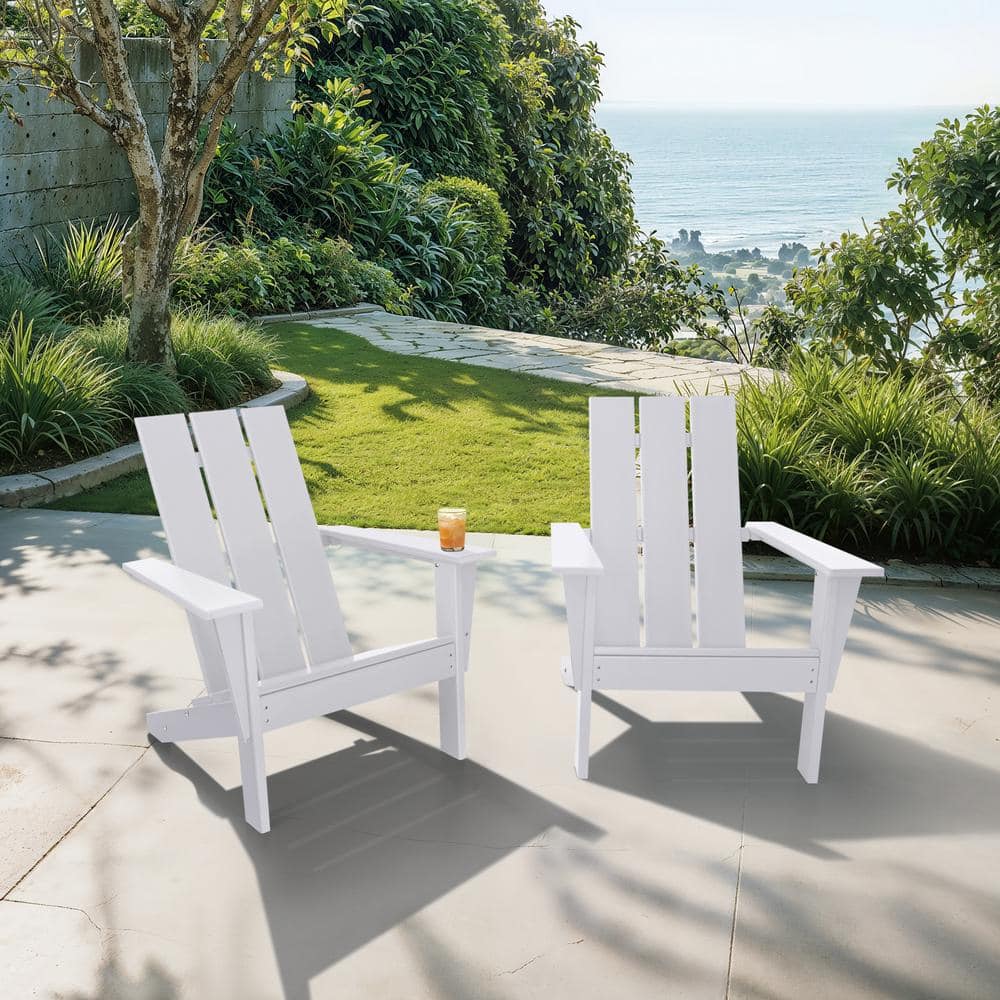 Arcadia White HDPE Outdoor Adirondack Chair Set