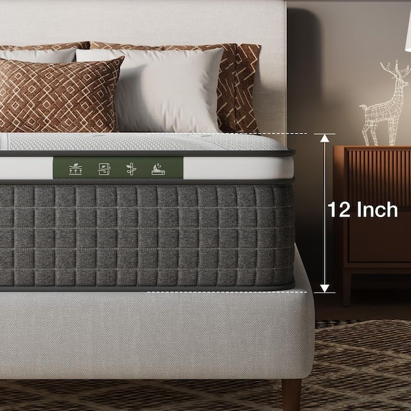 King Medium Firm Hybrid Gel Memory Foam 12 in. Mattresses, Cooling and Support