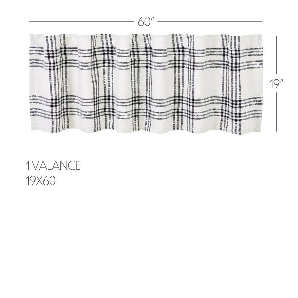 Black and White Plaid Cotton Rod Pocket Valance, 60" Width
