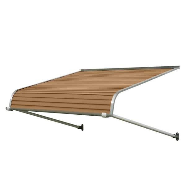 NuImage Awnings 4 ft. 1100 Series Door Canopy Aluminum Fixed Awning (12 in. H x 24 in. D) in Mocha Tan