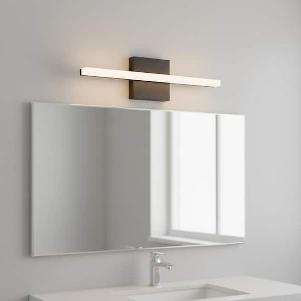 24 in. 1-Light 15W Black Integrated LED Vanity Light, Acrylic Bathroom Wall Sconce for Mirror and Makeup Lighting