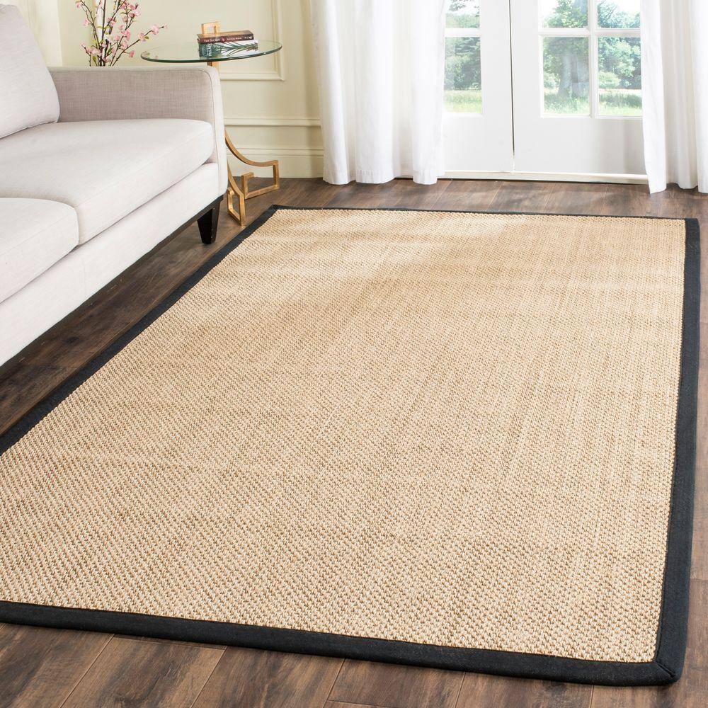 Maize and Black Hand-Knotted Sisal Area Rug, 4' x 6'
