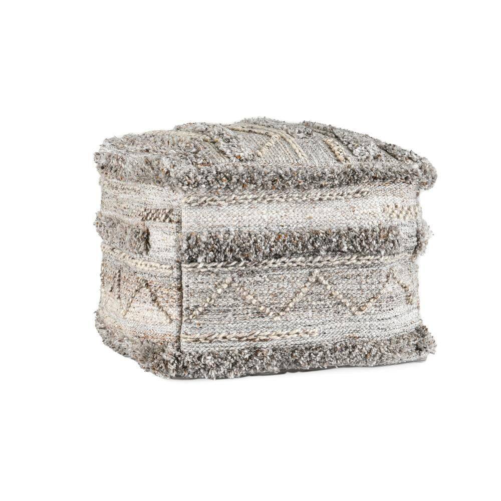 Anny Gray Polyester Square Accent Ottoman