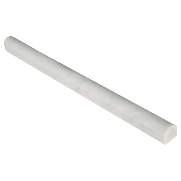 MSI Carrara White Pencil Molding 0.75 in. x 12 in. Honed Marble Wall Tile (20 lin. ft./Case)