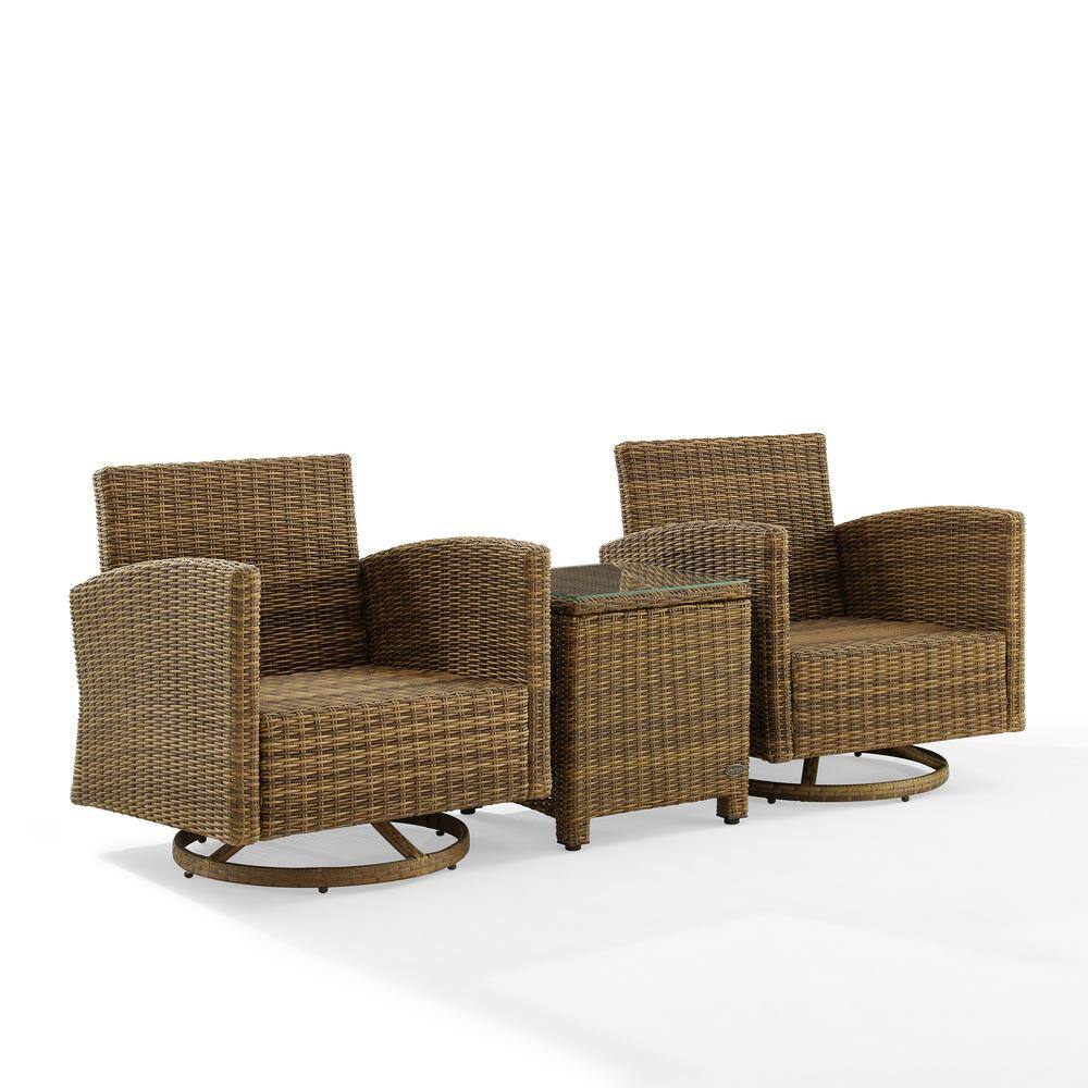 Bradenton 3-Piece Outdoor Wicker Swivel Rocker Chair Set
