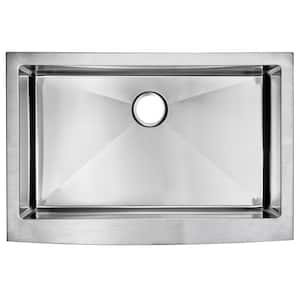 Farmhouse Apron Front Stainless Steel 33 in. Single Bowl Kitchen Sink in Satin