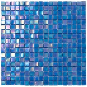 Skosh 11.6 in. x 11.6 in. Glossy Azure Blue Glass Mosaic Wall and Floor Tile (18.69 sq. ft./case) (20-pack)