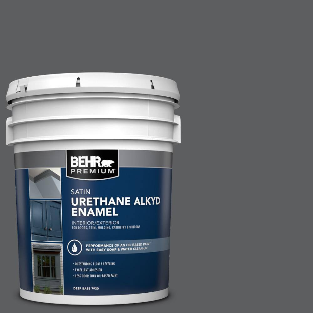 BEHR PREMIUM 5 gal. N5006 Graphic Charcoal Urethane Alkyd Satin