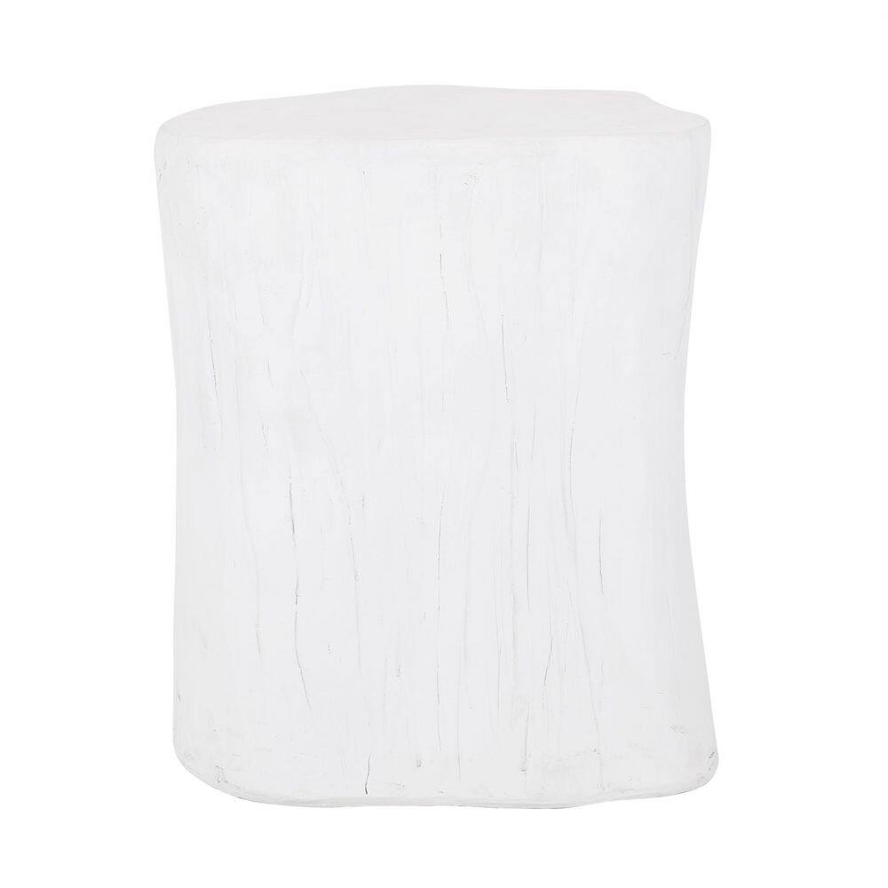Outdoor Lightweight Concrete Tree Stump Side Table-Antique White Modern ...